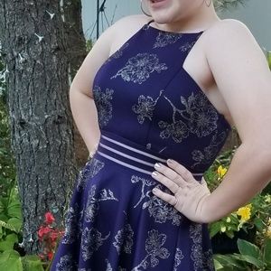 Purple dress w/sliver flowers - homecoming